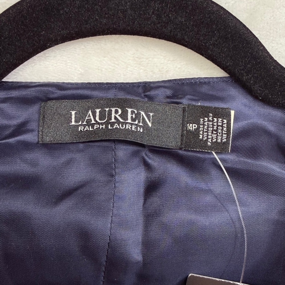 Lauren Ralph Lauren Womens Navy Blue V-Neck Vest Cinch Back Size 14P Petite NEW - Picture 7 of 12